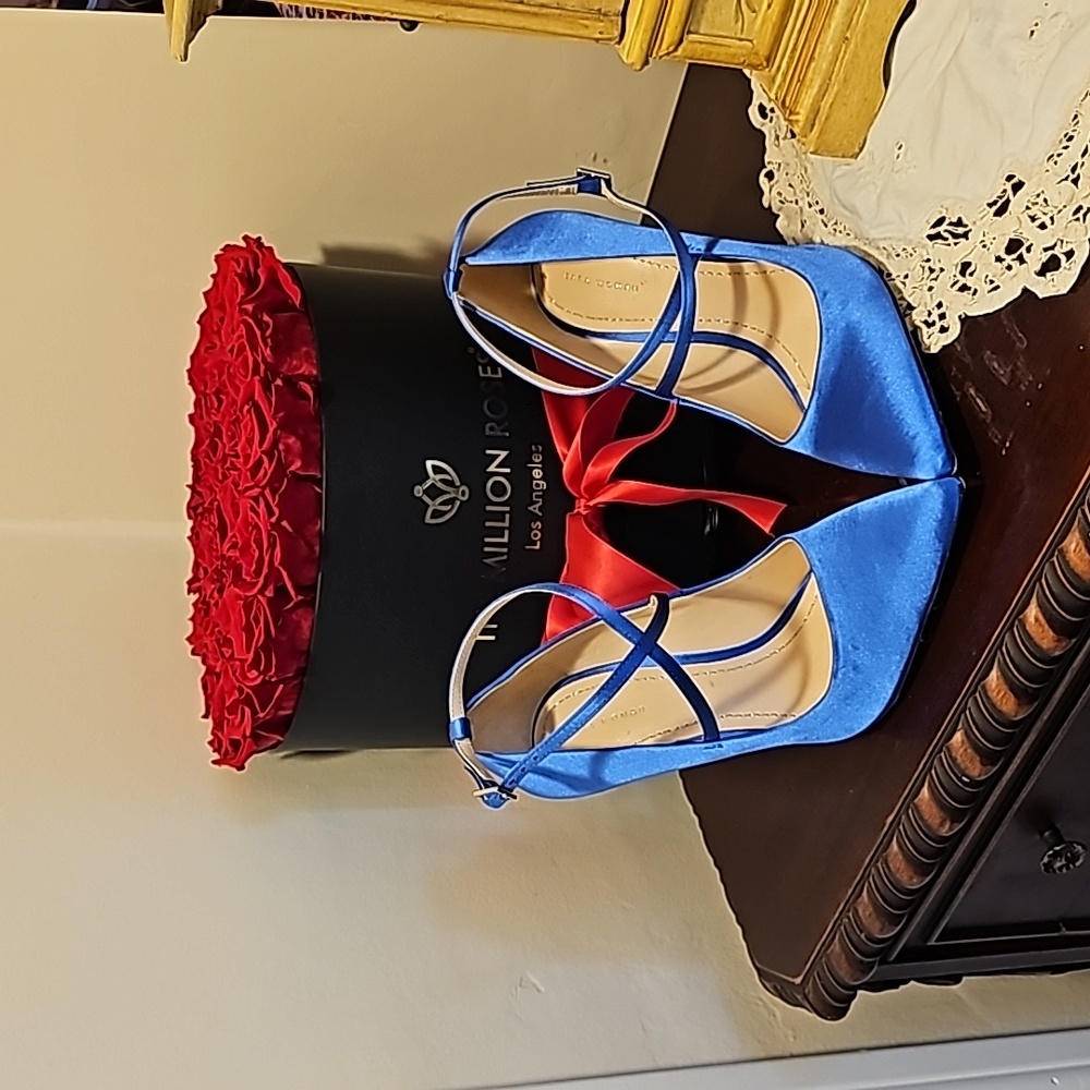 Zara Blue Satin High Heels with Straps